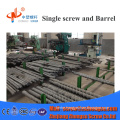 Single extruder screw and barrel for plastic recycling machine